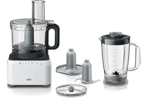 ‎BRAUN HOUSEHOLD Braun Household PureEase FP 3131 Küchenmaschine mit 1,2 l Mixer und 2,1 l Schüssel, einfach zu bedienen, schnell und intuitiv, zwei Geschwindigkeiten plus Pulse, EasyClick System, Weiß