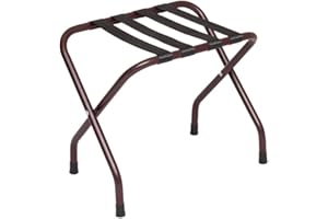 Mabel Home Metal Foldable Luggage Rack, Suitcase Stand with Nylon Straps, 5 Models & 3 Colour, For Hotel, Bedroom, Guest Room, Closet (200 Burgundy)