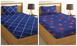 VAS COLLECTIONS Glace Cotton 160 TC Kids Single Printed Bedsheet Combo Pack of 2 Bedsheet with 2 King Size Pillow Covers (4X6 feet Bed, Multicolor )