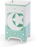 Doube Screen with florescence Dalber Moonlight Mond und Sterne Tischlampe, Plastik, E14, 1 W, Grün, 12.5 x 12.5 x 21.5 cm
