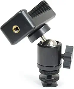 SHOPEE Locking Ball Head with Phone Holder and Hot Shoe Adapter Set for use with DLSR or Tripod. Easily Attach Phone Mount w/Ball Head, or Other 1/4