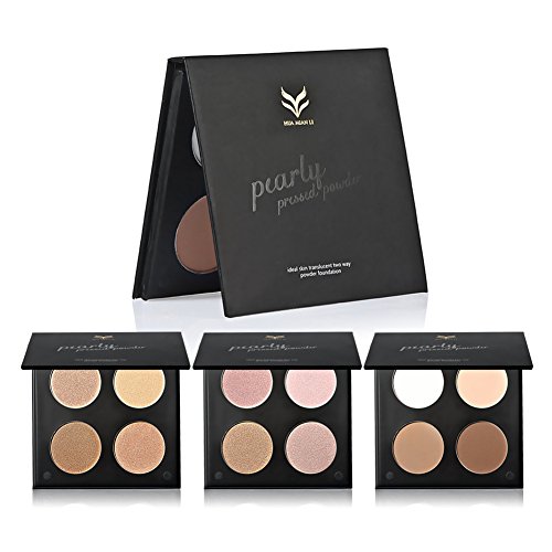 Huamianli 4 Farbe Kompaktpuder Gesicht Kontur Highlighter Foundation Puder Palette Matte Glitzer Lidschatten Highlighting Kontur Kit Contour Make-up Set mit Puderpinsel Molie - 6