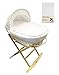 Deluxe Natural Wicker Crib / Moses Basket With White Waffle Dressing PLUS Pine Deluxe Wooden Rocking Stand Includes High Quality 100% Combed Jersey Cotton White Fitted Sheet