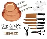 ✅ Apto para horno y microondas. Compatible con hornillo halógeno, inducción, gas, eléctrico, etc.. Revestimiento de cerámica con cobre y capa antiadherente para fácil limpieza. Gran resistencia y manejabilidad