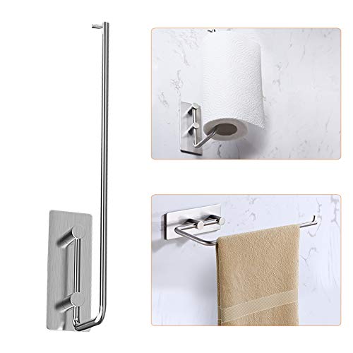 Portarrollos de papel higiénico BMK de acero inoxidable, sin perforaciones, montaje en pared, para almacenamiento de pañuelos de baño