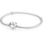 Pandora tarz Worldshop Charm Uyumlu Kalp Klips Yılan Bileklik Ahşap