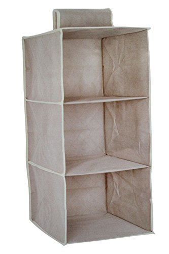 Hängeaufbewahrung Hängender Stoffschrank Mit 3 Fächer und Schleifenverschluss für Jede Garderobe H60X30X30 CM Grau-Braun Material-Polyeste