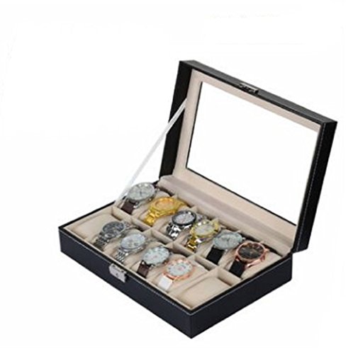 Revesun - Presentador / caja / estuche para 12 relojes de pulsera para hombre
