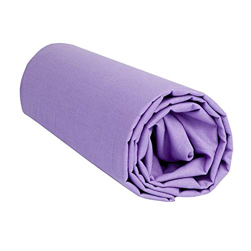 CONFORT HOME M.T. Sabana Bajera Lisa (CAJIZ) Ajustable Ligeras 100% algodón Verano (105_x_200_cm, Lila)