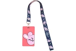 SCISSH BTS BT21 Étui de protection pour carte d'identité, carte d'étudiant, carte de bus, carte de travail avec lanière, Jung Kook Tae Hyung Support ID Cover (COOKY)