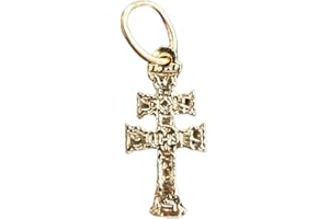 SEBAOTH Cruz de Caravaca Oro de Ley 18 Kilates 750ml - Tamaño pequeño especial para bebe 1,3 cm. Enviadas y fabricadas en Caravaca - Laminadas Grosor Fino 0,5mm