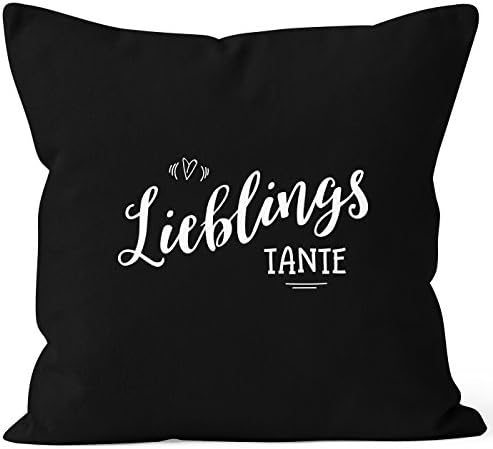 Favourite Aunt Gift Family Aunt Cushion Cover Home Decorative Throw Pillow Cushion Cover 40x40 Cotton Moon Works®, Lieblingstante schwarz, 40 cm x 40 cm