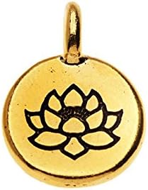 TierraCast Pewter, Round Lotus Flower Charm 16.5x11.5mm, 1 Piece, 22K Gold Plated