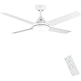 Newday Ceiling Fan with Light, 48" White Ceiling Lamp with Fan and Remote Control,24W LED Dimmable Modern Mute Ceiling Fans for Bedroom Living Room,3 Color Adjustable,AC Motor,3-Speed Wind Speed