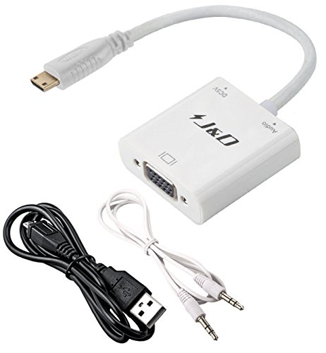 Mini HDMI auf VGA, J&D Goldbeschichteter Mini HDMI auf VGA Konverter inkl. Audio – Weiß - 7