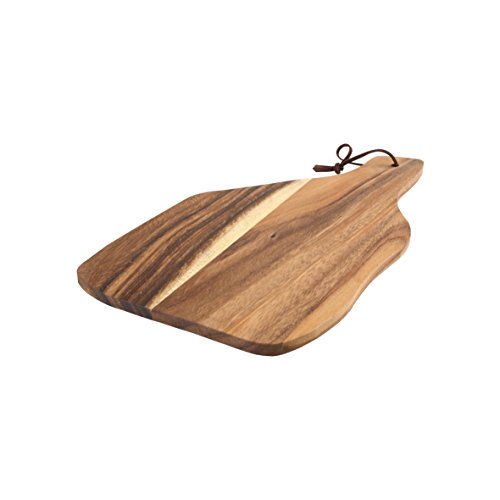 T&G Baroque Paddle Chopping Board with Leather Tie in Rustic Acacia, Medium, 35 x 20.6 x 1.5 cm