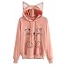 Produktbild Sweatshirts Damen Katze Aufdruck CLOOM Schöne Mollige Kapuzenpullover Drucken Hoodie Niedlich Bluse Oversized Winterpulli Einfarbige College Freizeit Pullunder Mädchen Kuschelpullover (M, Orange)