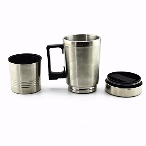 ELEGIANT Auto Isolierbecher Trinkflasche Wasserflasche Kaffeeflasche 300ML Edelstahl KFZ 12V Flaschenwärmer Kostwärmer Wasser Tee Kaffee Getränke Thermobecher Stainless Steel Bottle für Winter Outdoor Trinkflasche Camping - 7