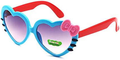 XINMADE Heart Various Kids UV400 Sunglasses for Boys and Girls Age 3-10 (Blue Red)