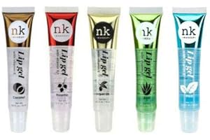 5 PACK NK Lip Gel with Vitamin E Coconut, Rose Hip, Argan, Aloe and Mint Lip Gloss by Nicka K New York