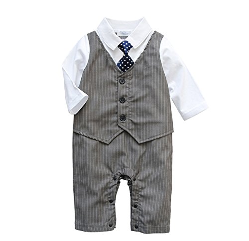 Baby Boy Wedding Tuxedo Waistcoat all in 1pc Outfit with Tie (12-24 Month)