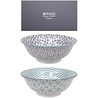 Tokyo Design Studio, Geometric Eclectic, 2 Cuencos Set, de 2 piezas, diámetro 20,5 cm, porcelana de Japón