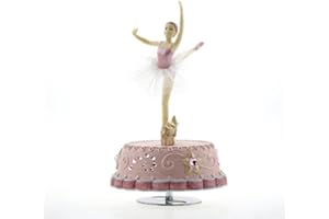 Spieluhrenwelt Rosa Spieluhr mit Tanzender Ballerina I Polystone, Glitzersteine & Ornamente I Geburt, Taufe & Mehr I Spielt 'Blumenwalzer'