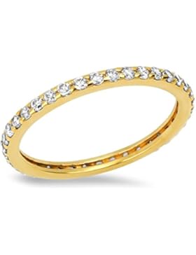 Goldring Gold 585 Gelbgold 14K Memory - Memoire - Damen Ring Gr 48 - 60 Band Weiß Zirkonia