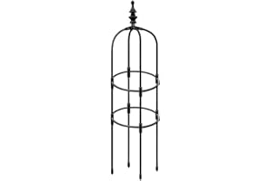 VENCENTE Metal Garden Obelisk Climbing Plant, Flowers Steel Frame Trellis Vines Floral Decor Black Yard Round Weather-Proof Metal