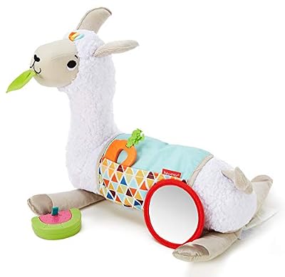 Fisher-Price Mon Coussin d'éveil Lama en peluche avec 3 jouets amovibles, jeu sur le ventre et assis, dès la naissance, GLK39