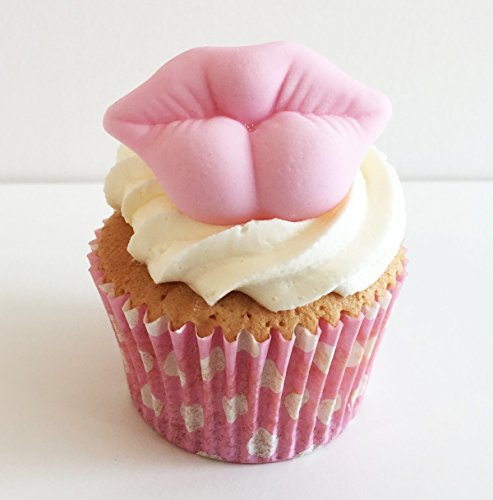 6 Large Light Pink Sugar Lips- Gorgeous, edible & handmade with love in the UK!