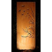 Gartenwand Sichtschutz Vögel rost Stahl 75x195 cm