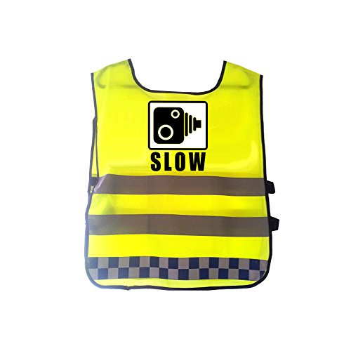 Ahead Solutions Hi Viz Gilet réfléchissant Police Camera à Carreaux Bleu Clair Ruban adhésif Bold Message Lent, Bleu