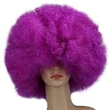 Longitud de las pelucas: Kort 200g Súper Grande Corto Culry Hombres Mujeres Peluca Niños Cosplay Partido Púrpura Baile Sintético Pelucas Afro