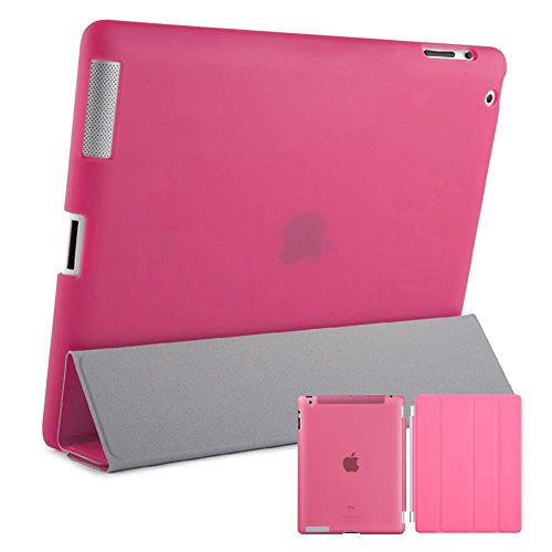 doupi® Smart Cover für iPad 2 3 4 mit Smart An/Aus Funktion Etui Schutz Hülle Kunstleder Schutzhülle Ständer Tasche pink