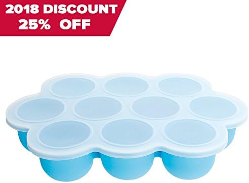 Svebake Baby Food Containers - silicone lid - for frozen food, jelly, etc. - BPA-free, 10 x 75 ml, blue