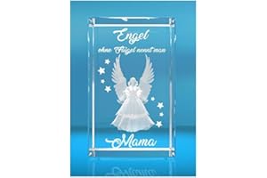 VIP-LASER 3D Glasquader I Engel ohne Flügel nennt man Mama - tolles Geschenk zum Muttertag, Geburtstag, Weihnachten