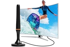 DTB TECH TV Aerial Indoor - Digital TV Aerial Indoor for Freeview TV, Long Range & 360° Reception - Strong Magnetic Base for Easy Installation Indoor TV Aerials with Strong Signal UK