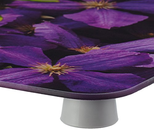 WENKO 2521463500 Herdabdeckplatte Universal Lila Clematis – 2er Set, für alle Herdarten, Gehärtetes Glas, 30 x 1.8-4.5 x 52 cm, Mehrfarbig - 2
