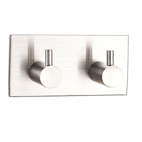 Handtuchhaken Bademantelhaken Kleiderhaken Edelstahl 2 Haken selbstklebend Nickel Haken gebürstet