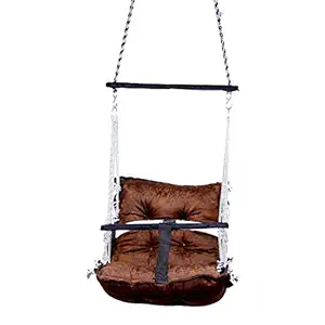 S.W ShopWaves Outdoor and Indoor Swing,Cotton Hanging 40 Kg Capacity Jhula Chair for Kids Colour Brown