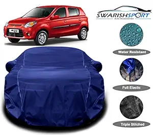 SWARISH Alto 800 Car Cover Waterproof / Alto 800 Car Cover Waterproof Lxi /Alto 800 Car Cover / Alto 800 Cover Waterproof with Triple Stitched Fully Elastic Ultra Surface Body Protection (Navy Look)