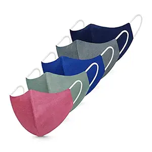 PRAMUKH FASHION Premium Reusable and Washable 2 Layer Cotton Mask for Men and Women for Outdoor Protection from Pollution and Dust ( Multicolour , Pack of 6 )