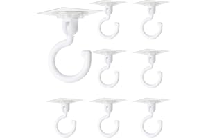 JaneYi 8 Pieces Clear Self Adhesive Hooks 360° Rotatable Hook Wall Mount Ceiling Hooks Seamless Hooks Waterproof Strong Adhesive Hooks for Bathroom Kitchen Shower Tile Glass Window