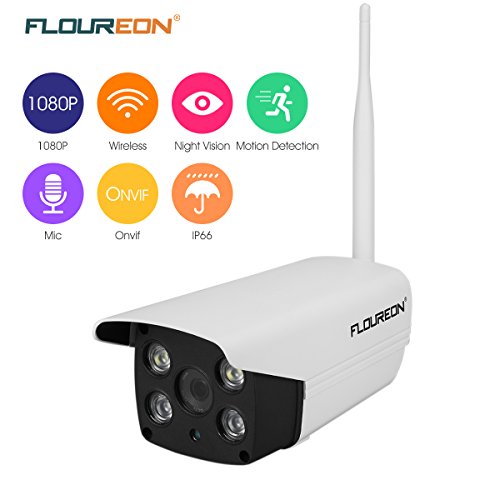 Preisvergleich Produktbild FLOUREON IP Kamera Wlan Überwachungskamera, HD 1080P Netzwerkkamera, H.264 Nachsicht, Unterstützt Mikro SD Karte