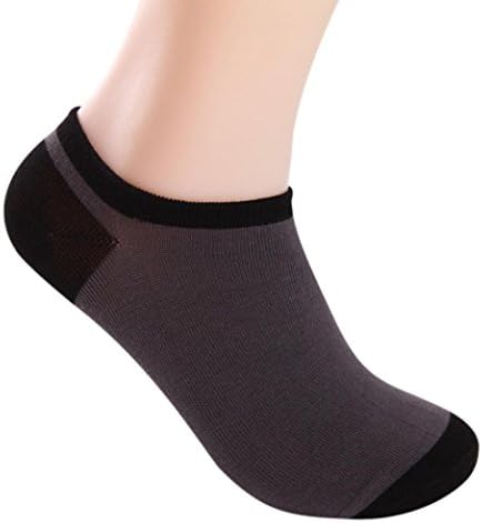 Socks, Manadlian 5 Pairs Men Bamboo Fiber Ankle Socks Loafer Boat socks Liner Low Cut Socks (Dark Gray, Free)