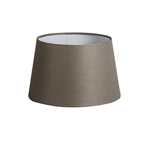 QAZQA Leinen Lampenschirm 25cm rund DS E27 leinen taupe , Rund konisch Schirm Pendelleuchte, Schirm Stehleuchte,