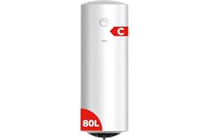 Nilson Termo Eléctrico Vertical 80 Litros NT8000. Instalación Vertical, 1500W, Incluye Kit de Montaje, Resistencia de Acero inoxidable, Blanco, Eficiencia Energética Clase C