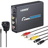 LiNKFOR HDMI 1.3 to 3RCA S-Video Converter Support 720P 1080P HDMI to AV Composite CVBS S-Video R/L Audio Adapter Upscaler with RCA and S-Video Cables Compatible with PS3 Xbox HDTV DVD STB PC Etc