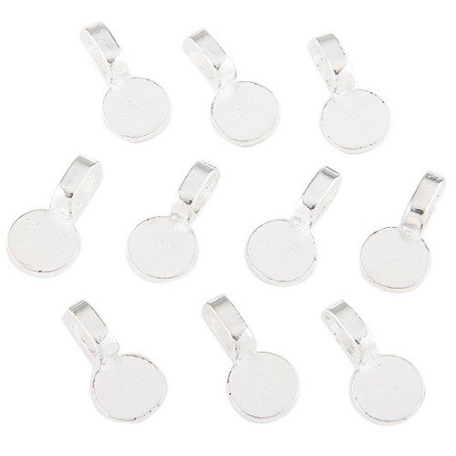 Ecloud Shop 10X 10mm Rohling Medaillon Versilbert Anhänger+Klebepad